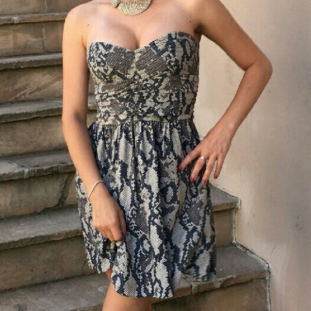 Parker Silk Fit & Flare Strapless Mini Dress